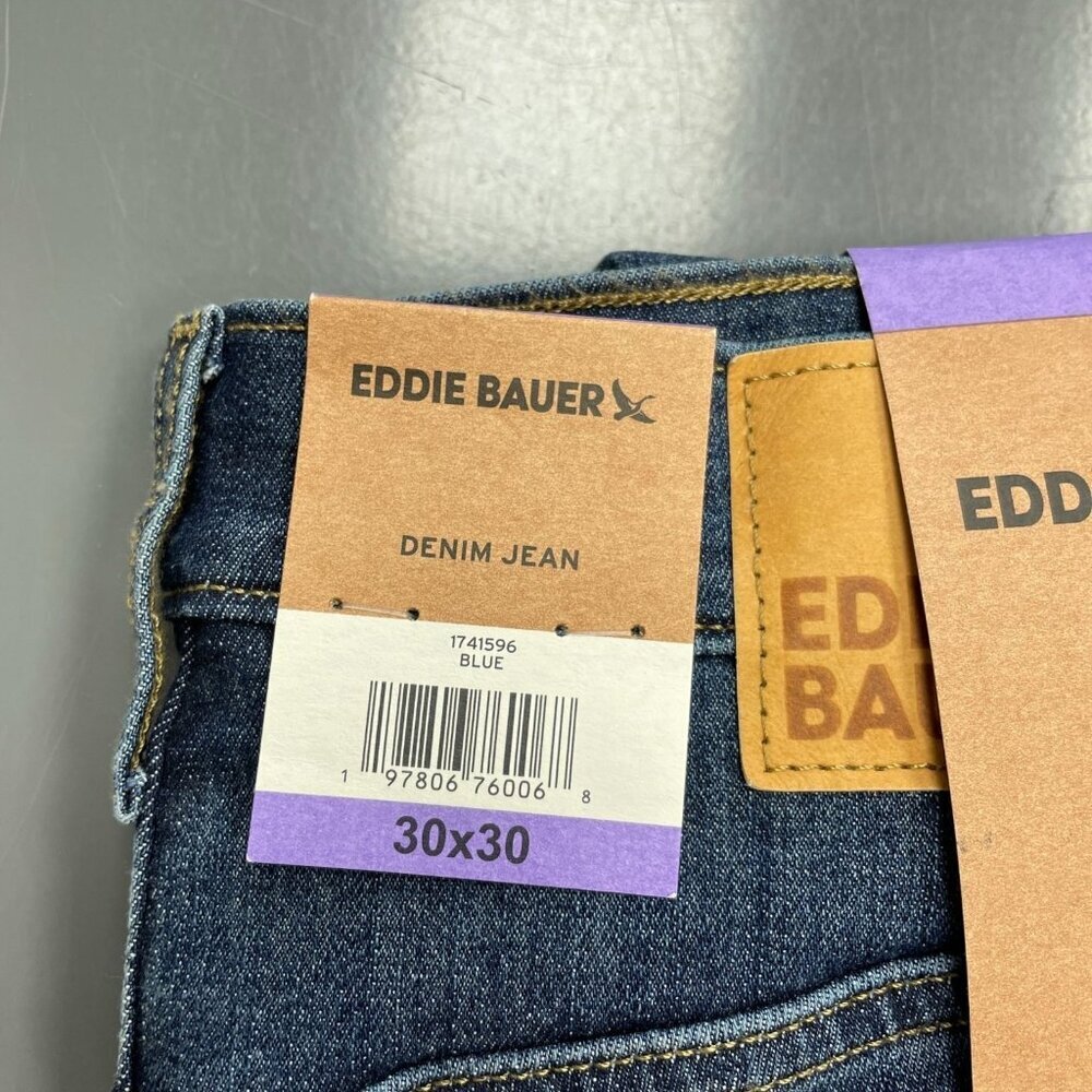 NEW Eddie Bauer Men's 30x30 Stretch Straight Fit Denim Jeans Blue - Picture 5 of 9